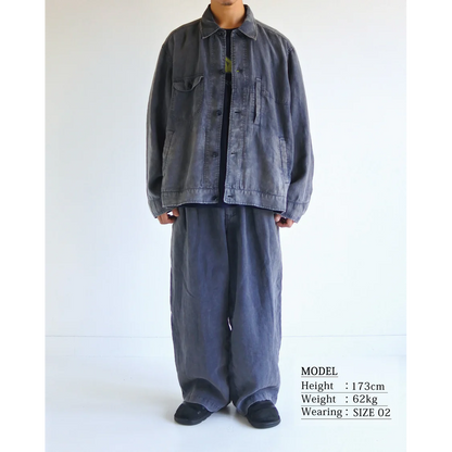ANACHRONORM  FADED SULFUR DYED LINEN UTILITY JACKET