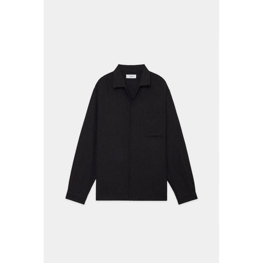 marka TUMBLED WOOL SERGE OPEN COLLAR SHIRT