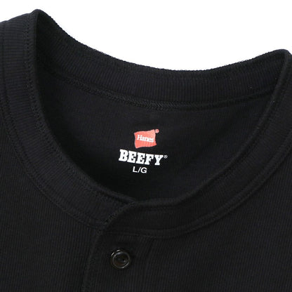 Hanes  BEEFY リブヘンリーネックTシャツ