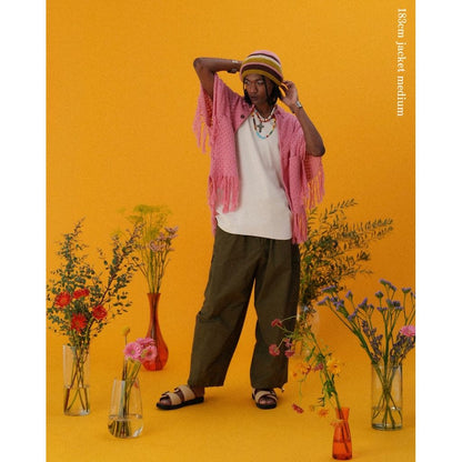 AMBERGLEAM Fringe Cotton Knit Shirt