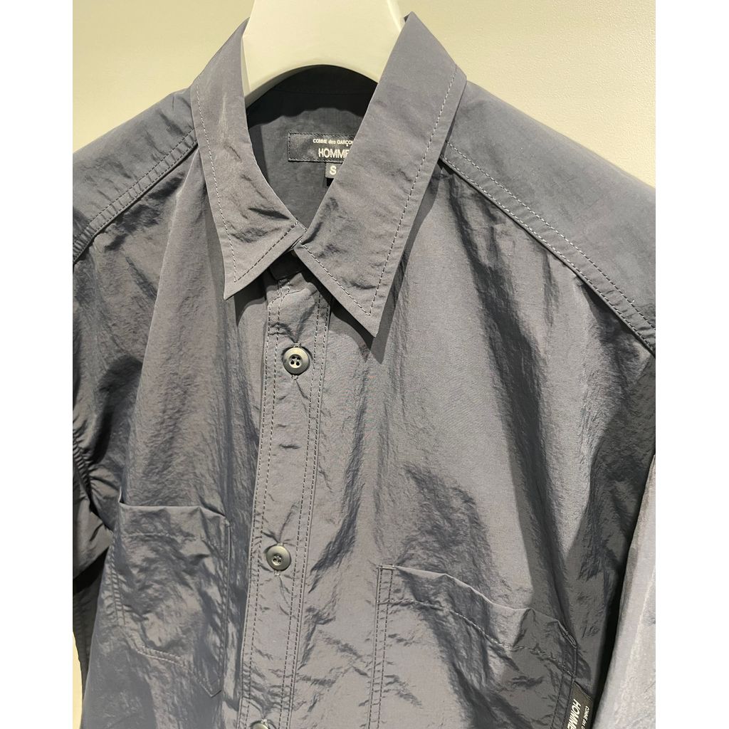 COMME des GARCONS HOMME NYLON TUSSER HALF SLEEVE SHIRT（NAVY）