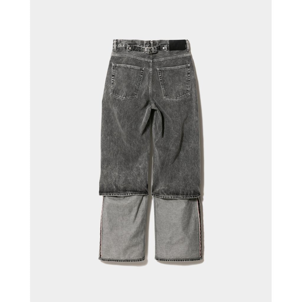 beautiful people selvedge denim flip hem pants blk bleach