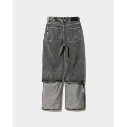 beautiful people selvedge denim flip hem pants blk bleach