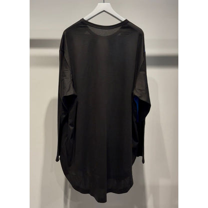 Ground Y COTTON JERSEY TORN PATTERN HEM ROUND JUMBO T-SHIRT LONG SLEEVES