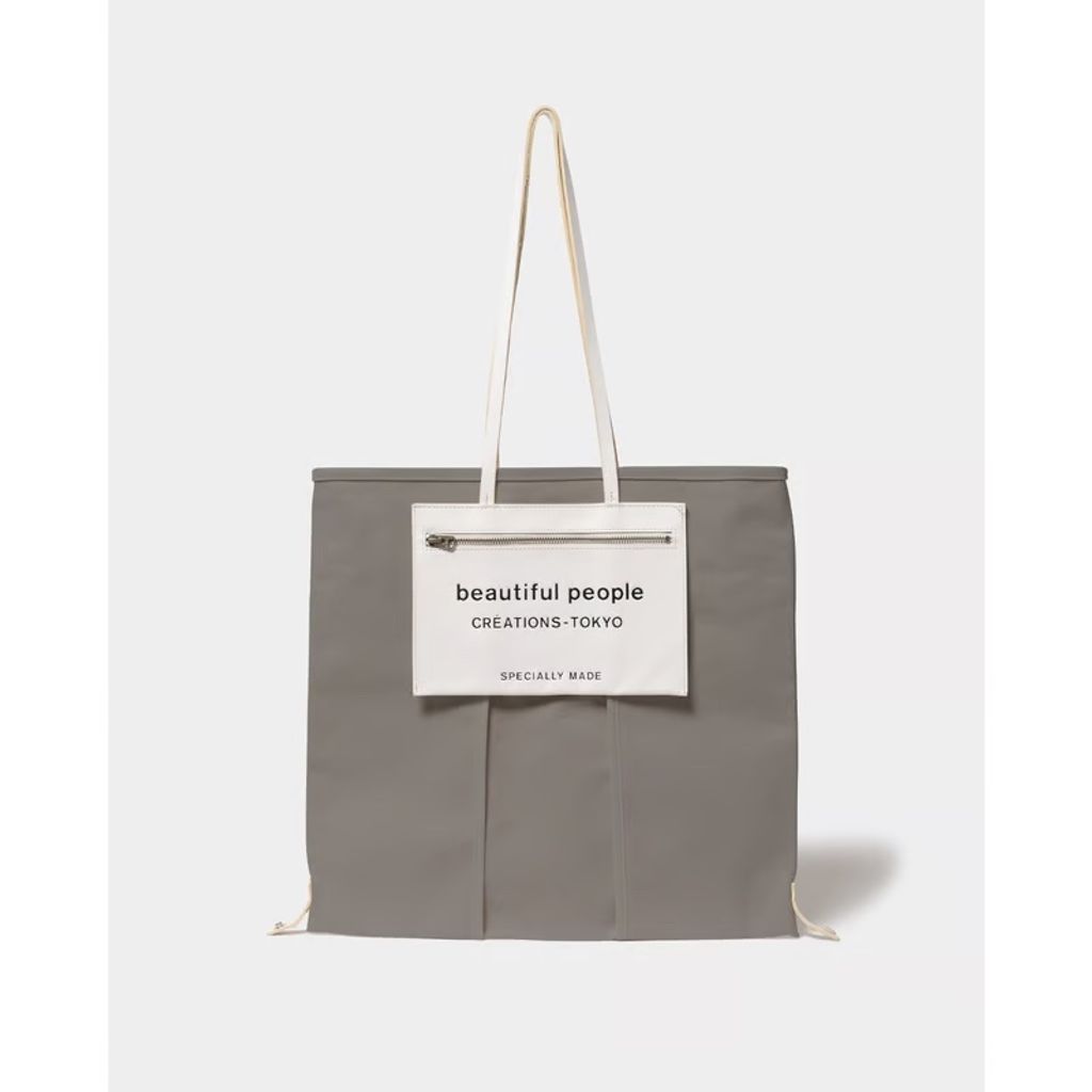 beautiful people lining logo pocket tote bag L