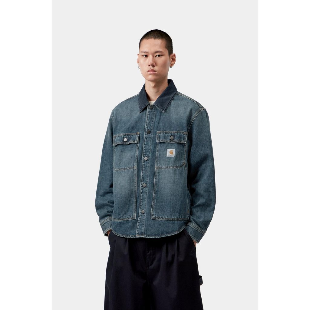 CARHARTT WIP Oakland Shirt Jac - Blue / Dark Navy, Worn used wash