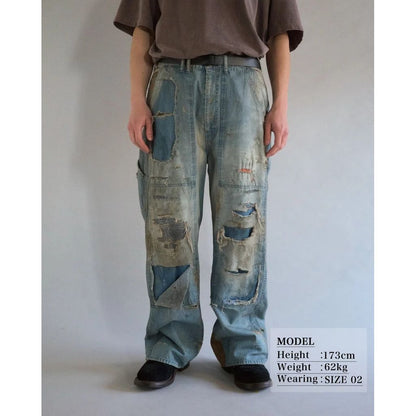 ANACHRONORM REMAKED DOUBLEKNEE DENIM PAINTER PANTS INDIGO (REMAKE)