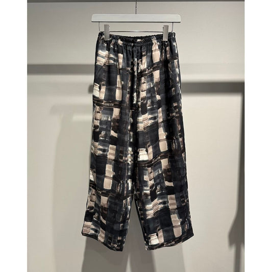 【MADE IN JAPAN】LINEAGE ABSTRACT CHECK EASY PANTS（BLACK）