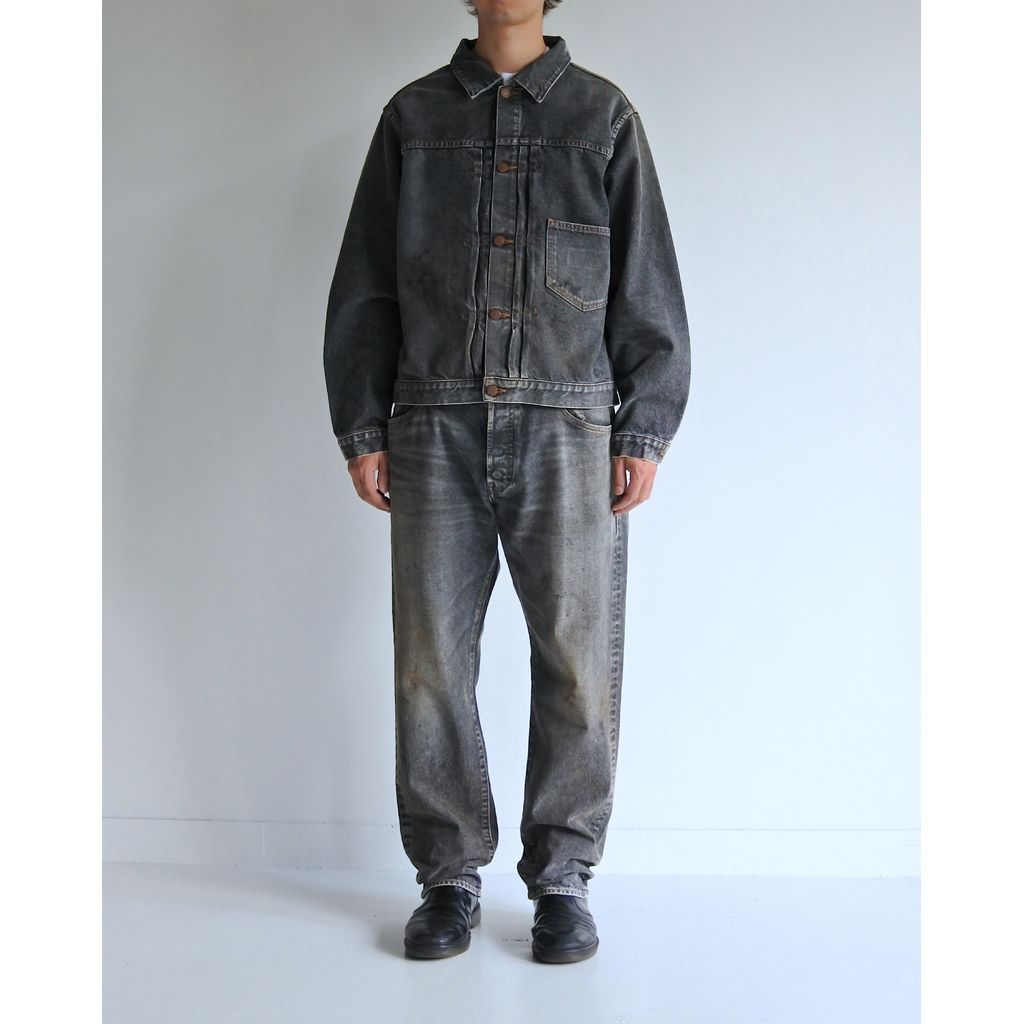 ANACHRONORM FRONT TUCK WASHED BLACK DENIM JACKET