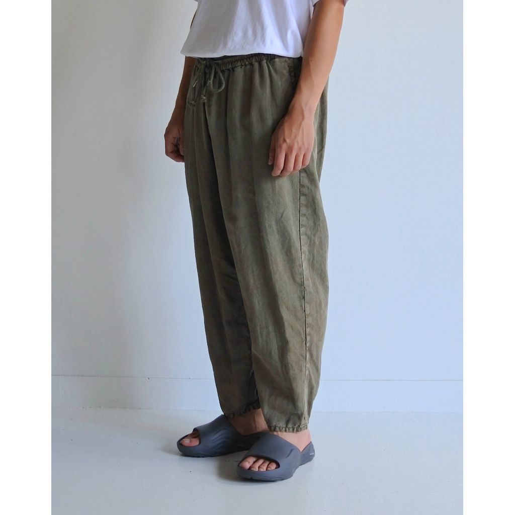 ANACHRONORM PIGMENT DYED LINEN TAPERED EASY PANTS