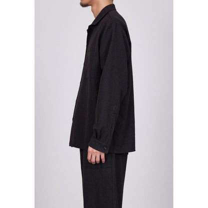 marka TUMBLED WOOL SERGE OPEN COLLAR SHIRT