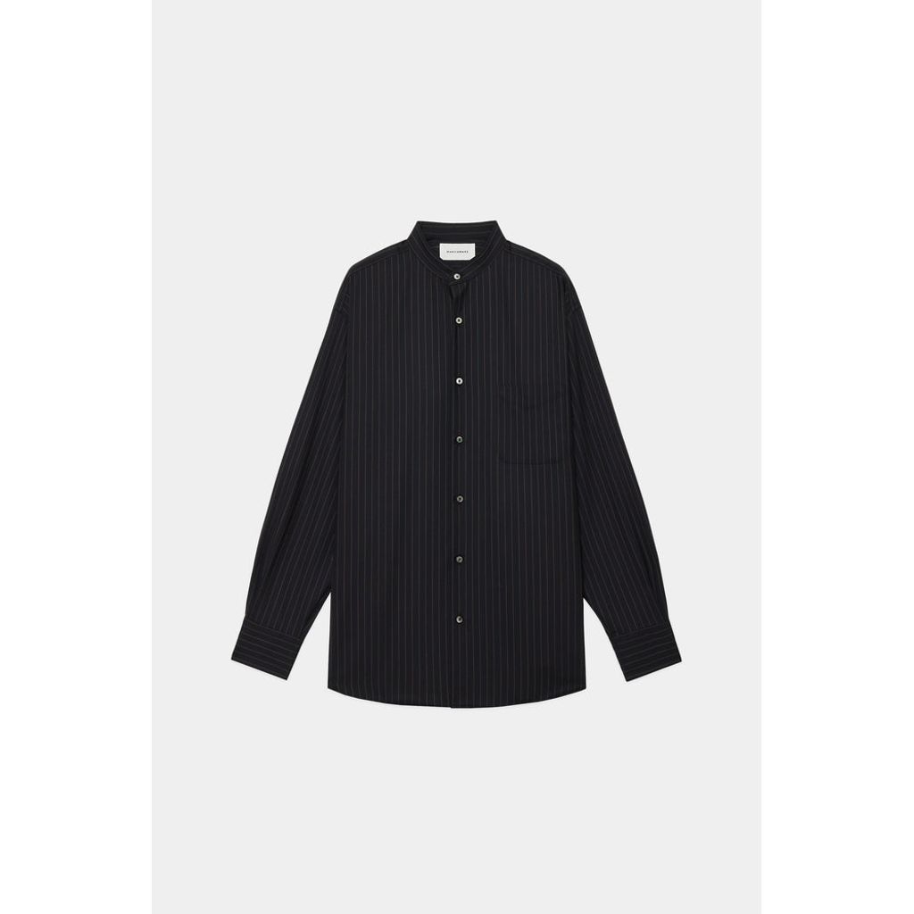 MARKAWARE ORGANIC WOOL TROPICAL COMFORT FIT BAND COLLAR SHIRT