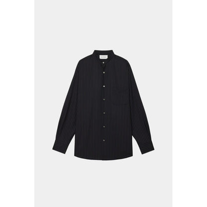 MARKAWARE ORGANIC WOOL TROPICAL COMFORT FIT BAND COLLAR SHIRT