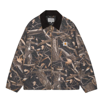 CARHARTT WIP OG Detroit Jacket - Camo Feather Tree, Black / Black heavy stone wash
