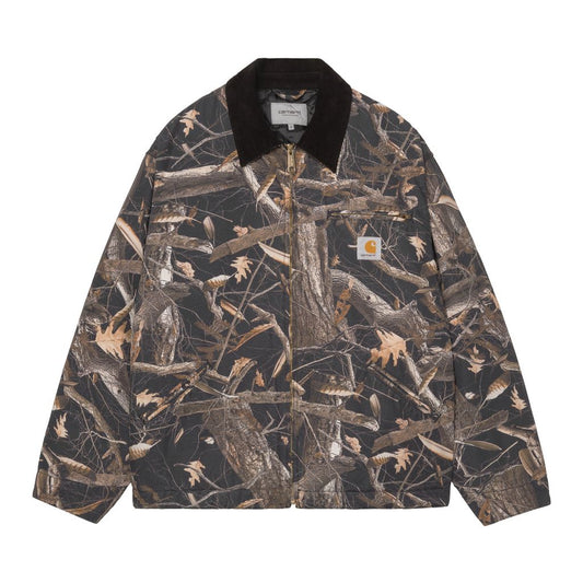 CARHARTT WIP OG Detroit Jacket - Camo Feather Tree, Black / Black heavy stone wash