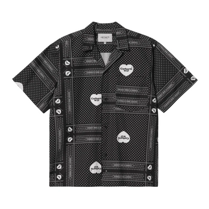 CARHARTT WIP S/S HEART BANDANA SHIRT - Heart Bandana AOP, Black