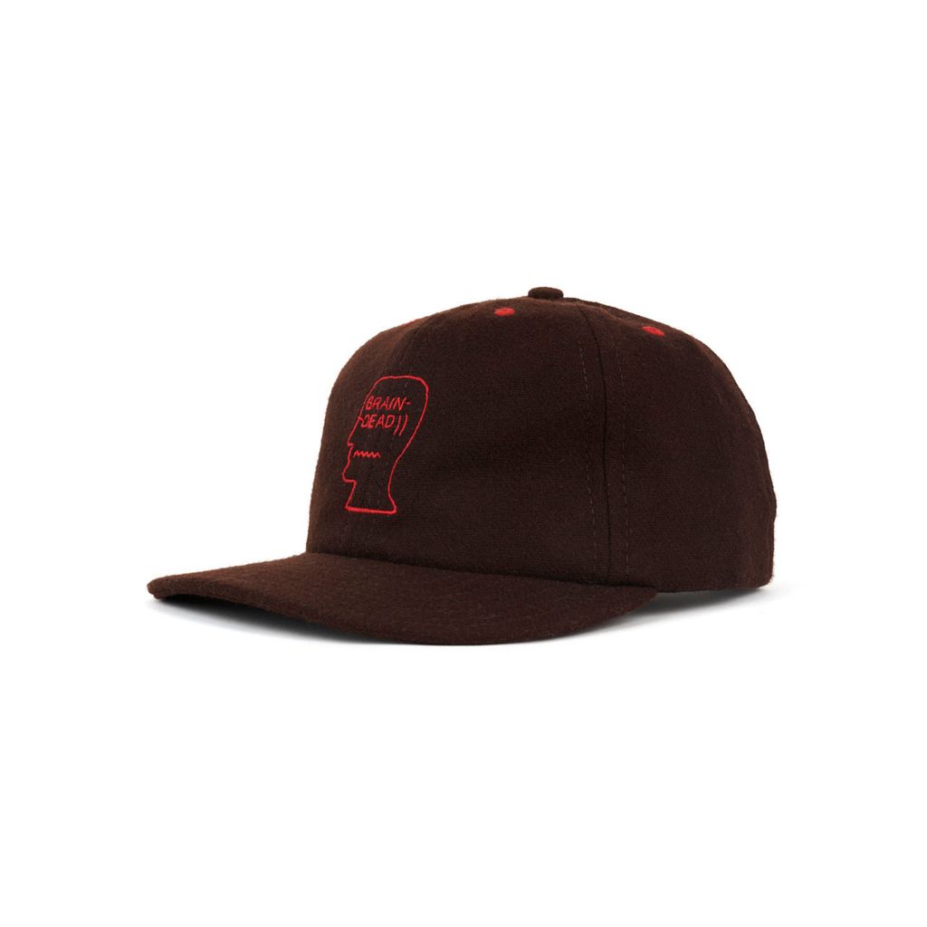 BRAIN DEAD Flannel Classic Logohead 6 Panel Hat - Brown
