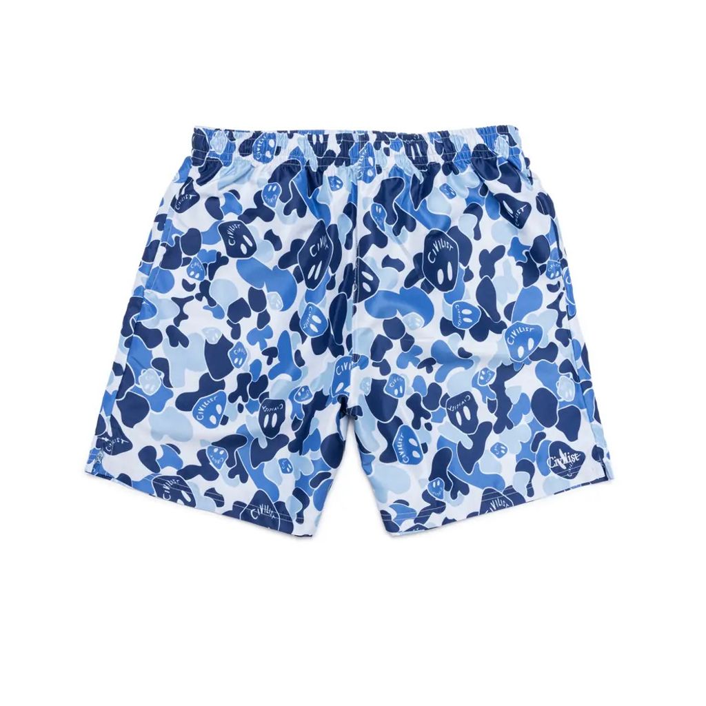 Civilist Smiler Camo Shorts - Blue Camo
