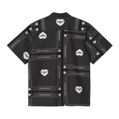 CARHARTT WIP S/S HEART BANDANA SHIRT - Heart Bandana AOP, Black