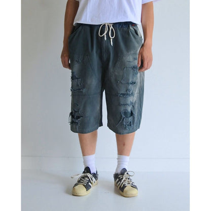 ANACHRONORM DOUBLE KNEE DAMAGED PAINTER SHORT PANTS