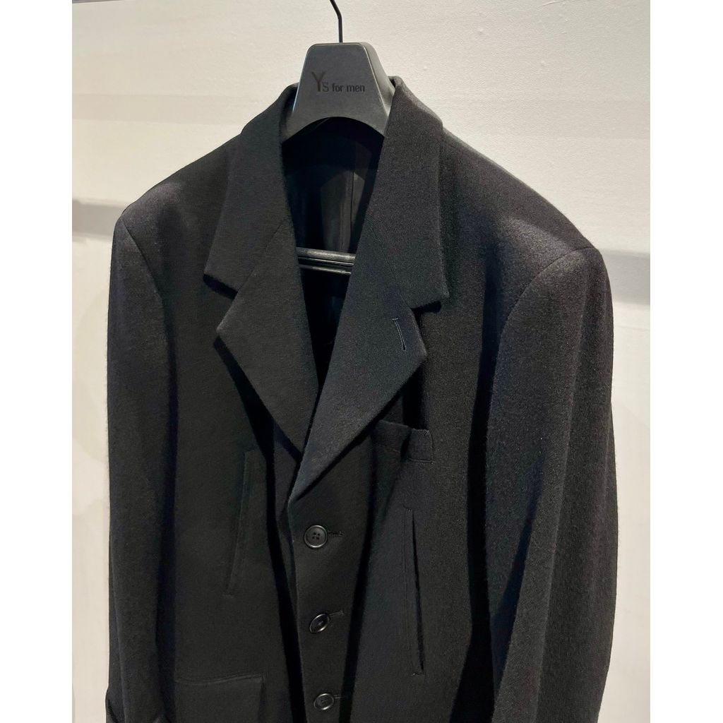 Y's for men WOOL NYLON LONG JACKET WITH MACKIN SLEEVE