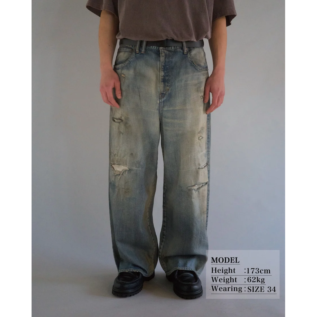 ANACHRONORM REMAKED WIDE 5P DENIM PANTS LIGHT INDIGO