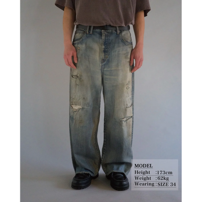 ANACHRONORM REMAKED WIDE 5P DENIM PANTS LIGHT INDIGO