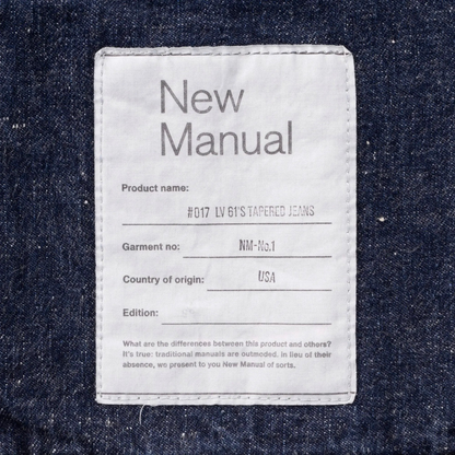New Manual #017 LV 61's TAPERED JEANS ONE-WASHED