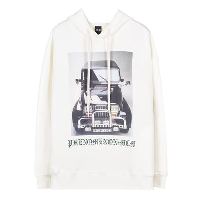 P+M/PHENOMENON VEHICLE PHOTO PRINTED PULLOVER HOODED