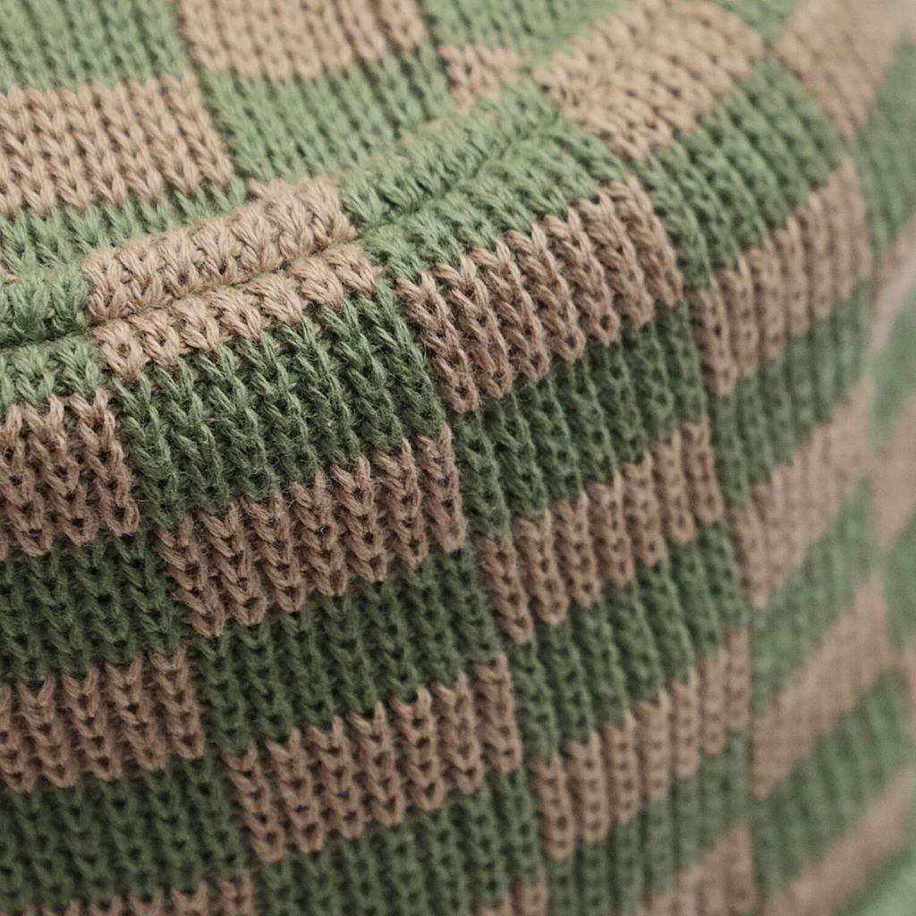 DECHO  CHECKERED KNIT BUCKET HAT