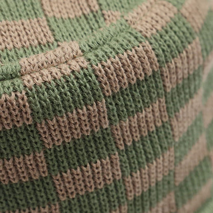 DECHO  CHECKERED KNIT BUCKET HAT