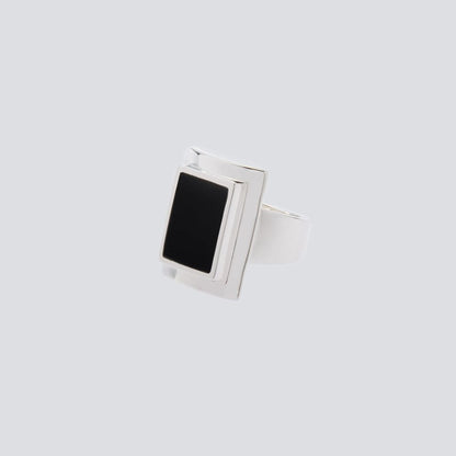 XOLO JEWELRY Square Amulet with Onyx Ring