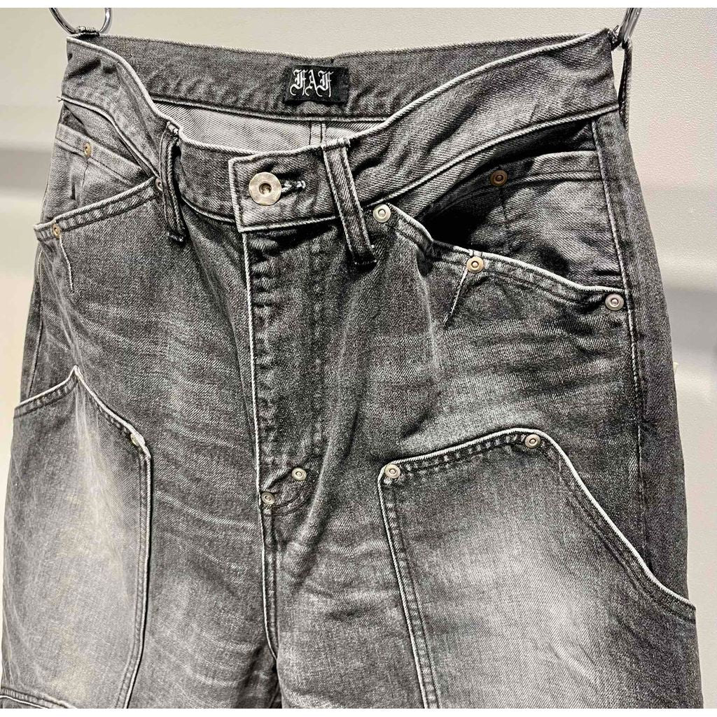 FAF NEWCOMMUNE AGED BAGGY DENIM SHORTS