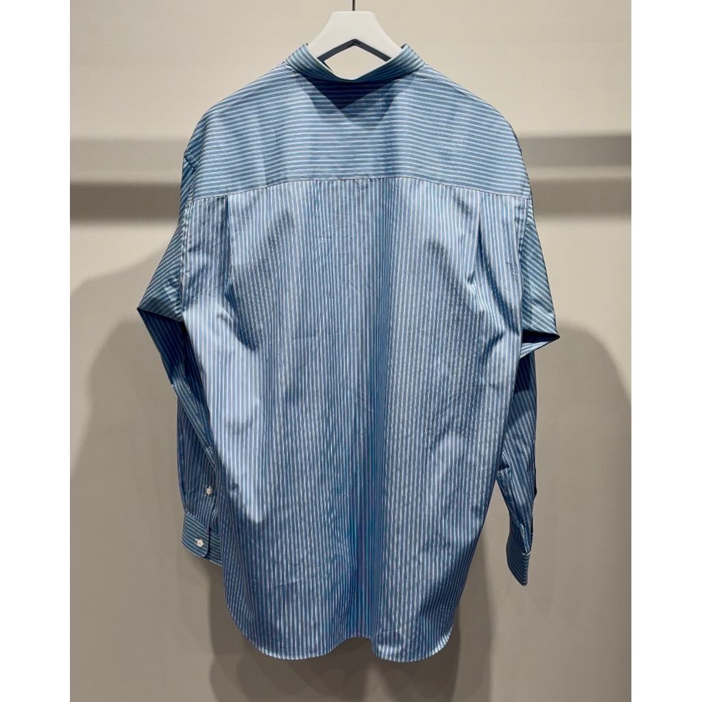 COMME des GARCONS HOMME コットンストライプ LOGO シャツ（BLUEベース)