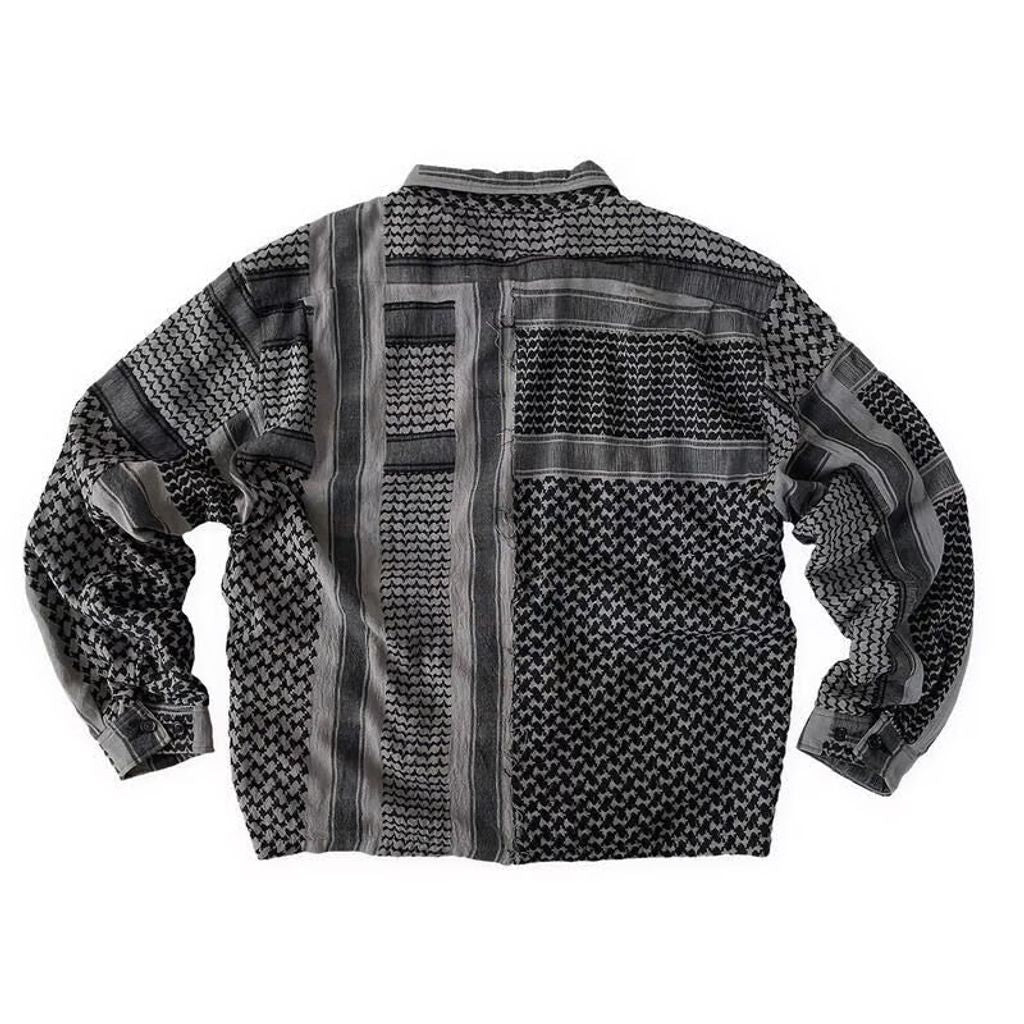 NADA. Shemagh scarf drizzler jacket / Black × Gray