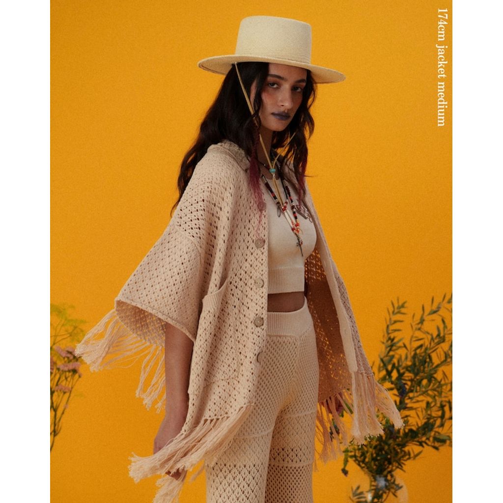 AMBERGLEAM Fringe Cotton Knit Shirt