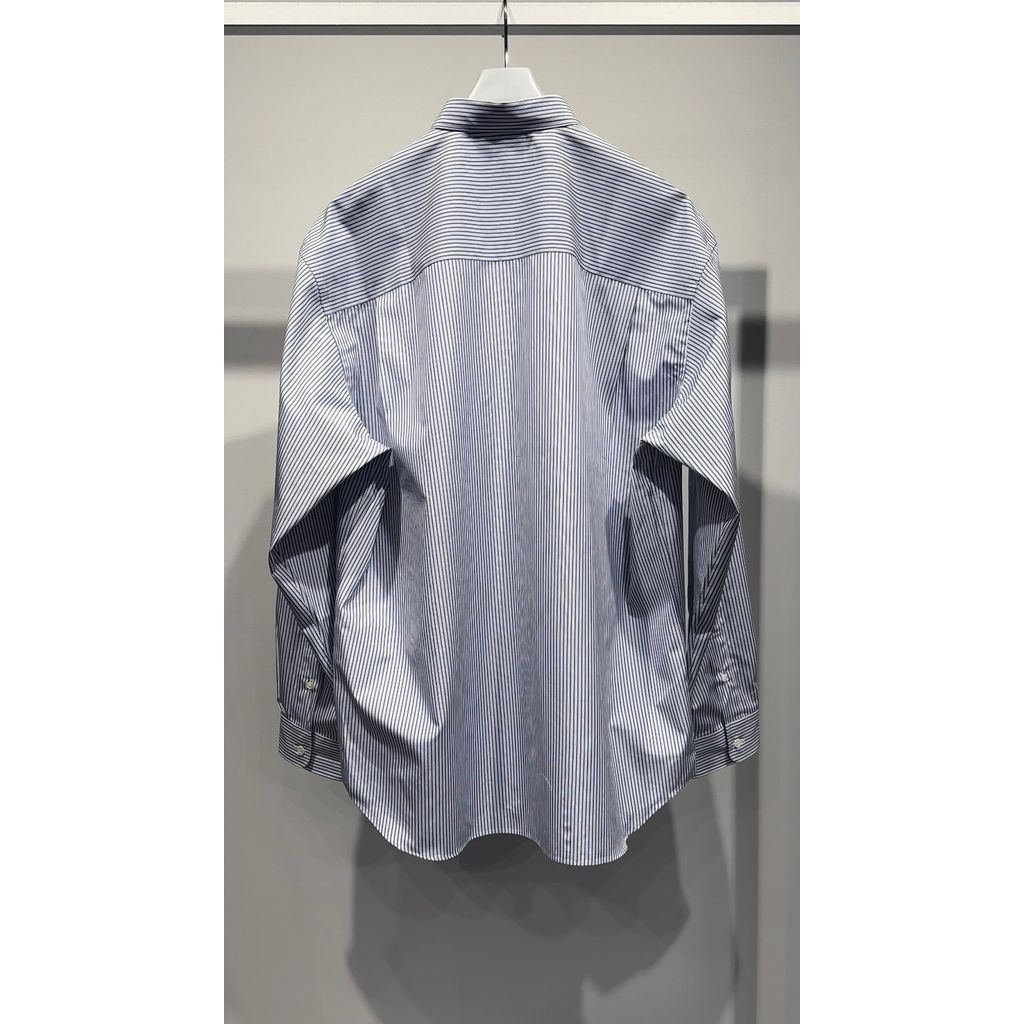 COMME des GARCONS HOMME コットンストライプ LOGO シャツ（WHITE ベース)