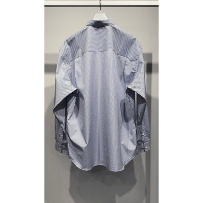 COMME des GARCONS HOMME コットンストライプ LOGO シャツ（WHITE ベース)