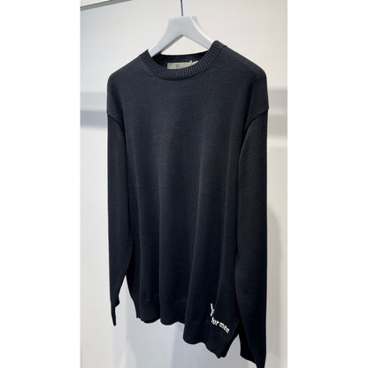 Y's for men INTERSIA LOGO ROUND NECK PULL OVER KNIT（BLACK）