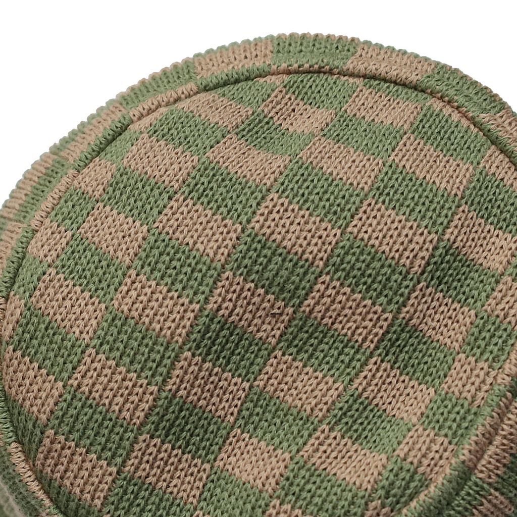 DECHO  CHECKERED KNIT BUCKET HAT