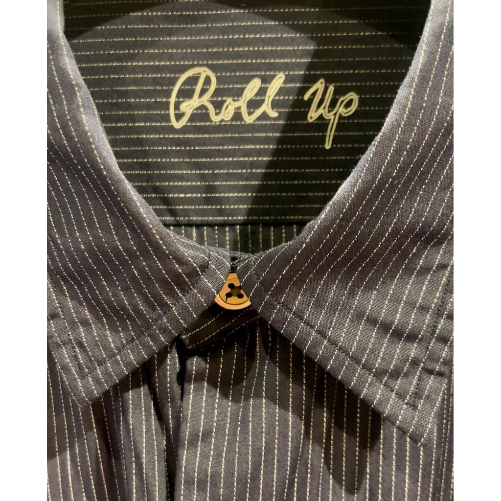 PORTER CLASSIC ROLL UP PIN STRIPE SHIRT（NAVY）