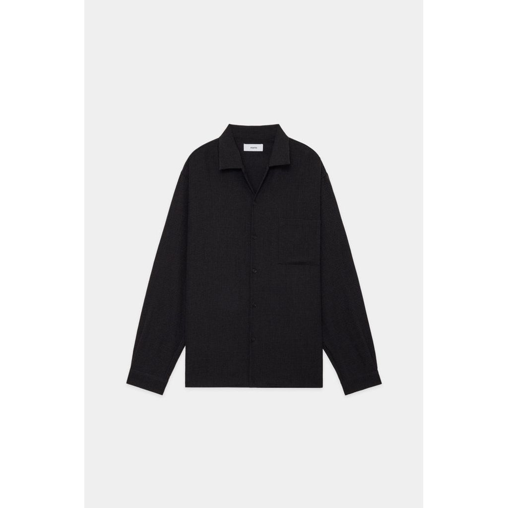 marka TUMBLED WOOL SERGE OPEN COLLAR SHIRT