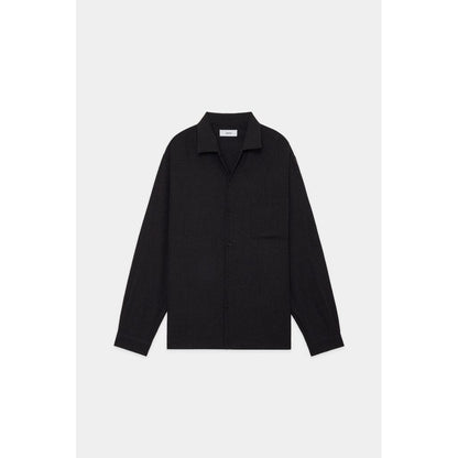 marka TUMBLED WOOL SERGE OPEN COLLAR SHIRT