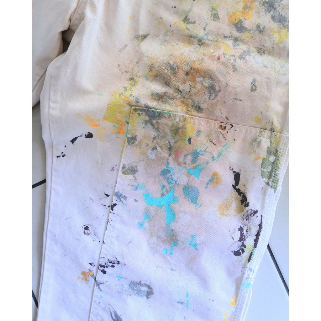 ANACHRONORM  ANDK003 DART PAINT DOUBLE KNEE PAINTER PANTS WHITE