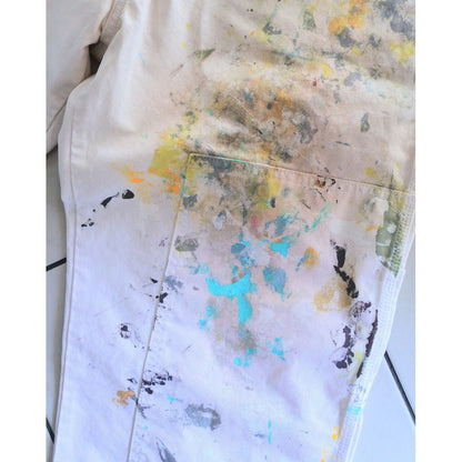 ANACHRONORM  ANDK003 DART PAINT DOUBLE KNEE PAINTER PANTS WHITE