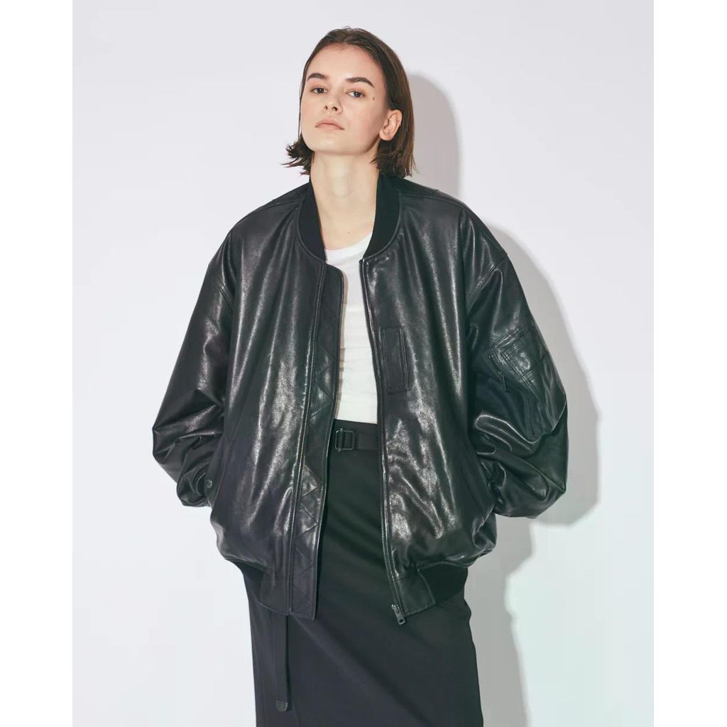 beautiful people light lamb leather fanshape MA-1blouson