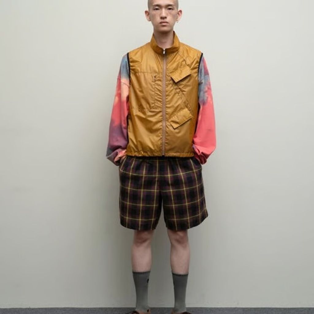 bal WASHED PLAID ELASTIC WAIST SHORT
