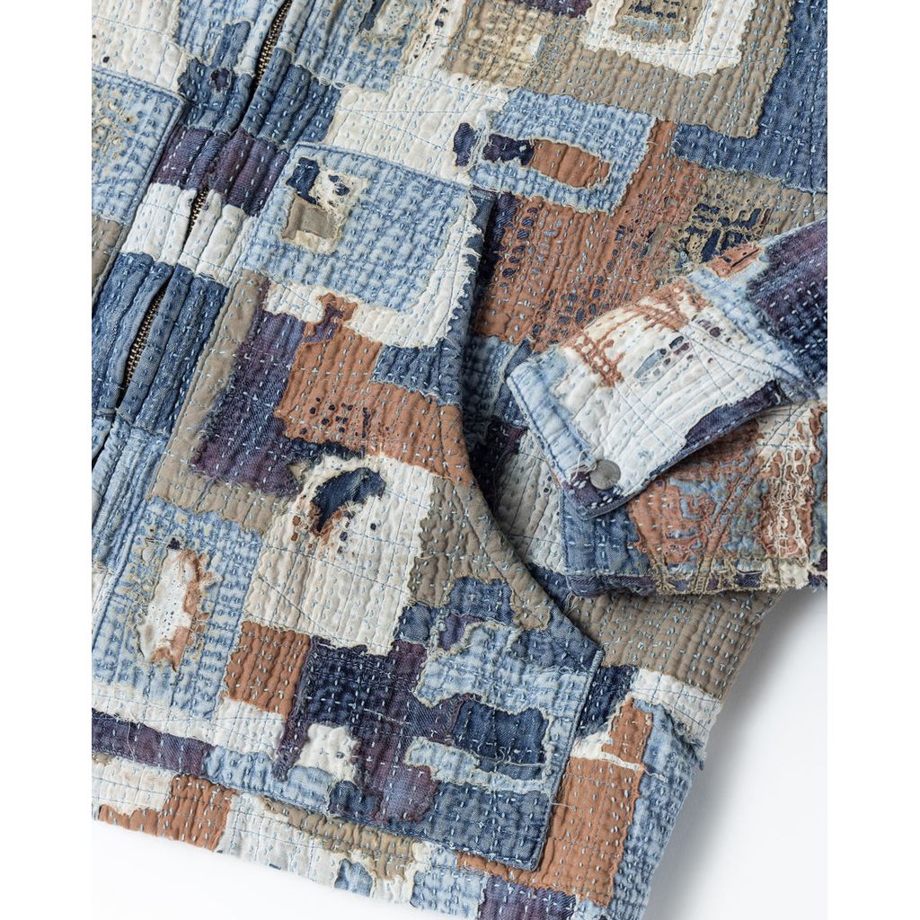 ANACHRONORM SASHIKO PATCHED JACKET INDIGO AN405