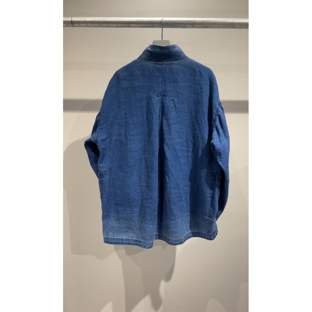 PORTER CLASSIC INDIGO LINEN CHINESE JACKET - INDIGO