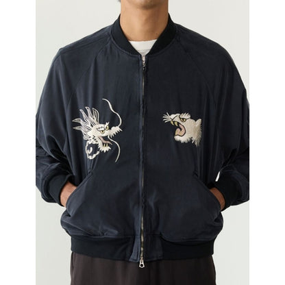 【予約商品】REMI RELIEF RN30389009 レーヨンフィブリルツイルスカジャン(刺繍：龍・虎)  26ss